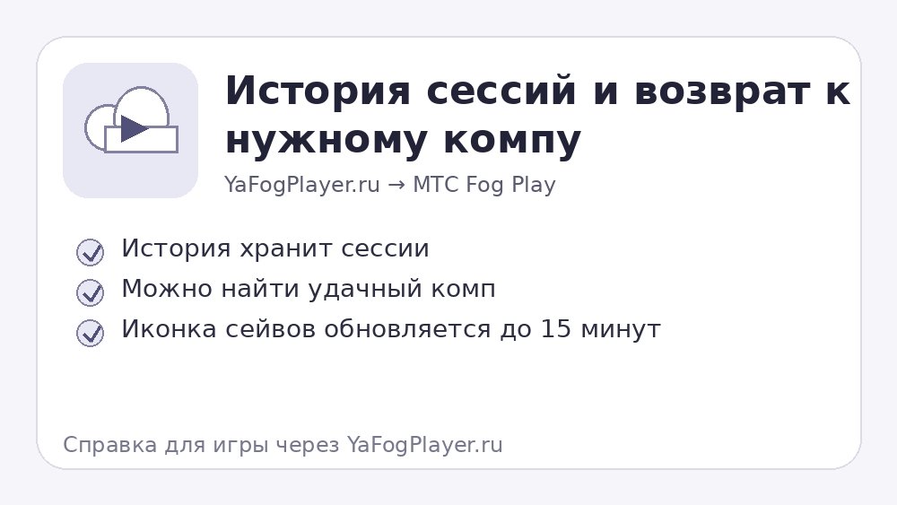 История сессий на YaFogPlayer.ru